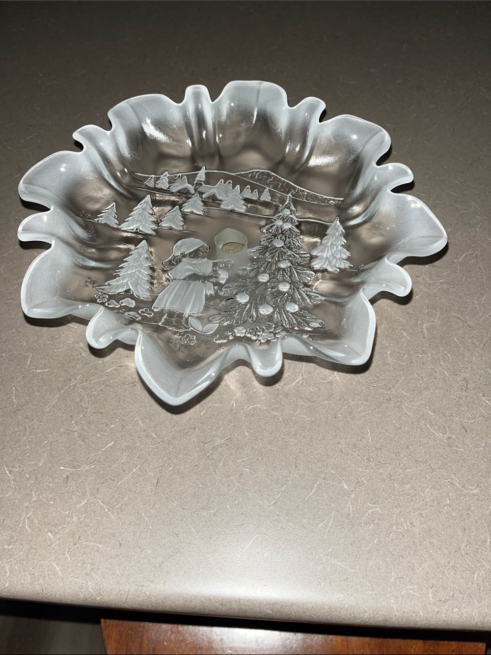 Frosted Glass Pedestal Holiday Candy Dish - Clear&Frosted glass 4”x9”